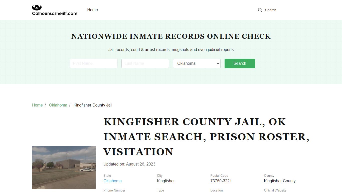 Kingfisher County Jail, OK Inmate Search, Prison Roster, Visitation
